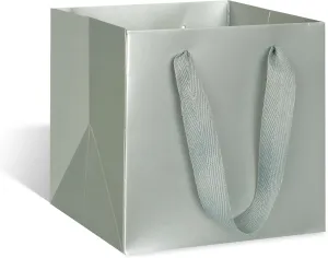 ADIDO EVA Silver Square Gift Bags Large Size Square Bottom Paper Bags with Handles for Party Favor, Shopping Bags (12x12x12 In, 10 CT)