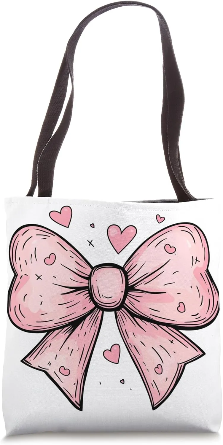 Aesthetic Pink Bow || Heart Love Romantic Heart || girly Tote Bag