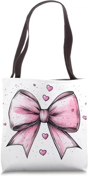 Aesthetic Pink Bow || Heart Love Romantic Heart || girly Tote Bag