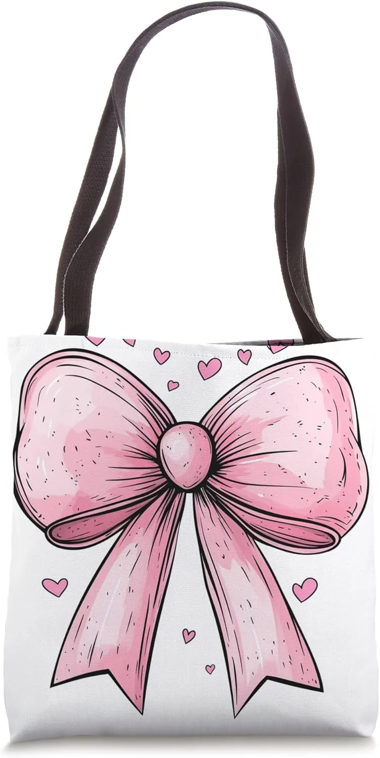 Aesthetic Pink Bow || Heart Love Romantic Heart || girly Tote Bag