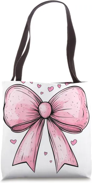 Aesthetic Pink Bow || Heart Love Romantic Heart || girly Tote Bag