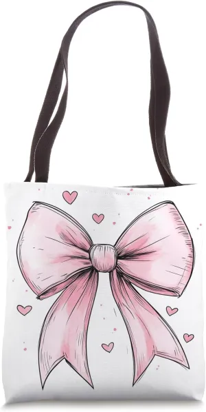 Aesthetic Pink Bow || Heart Love Romantic Heart || girly Tote Bag