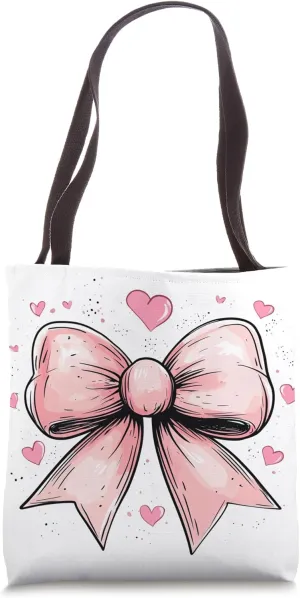 Aesthetic Pink Bow || Heart Love Romantic Heart || girly Tote Bag