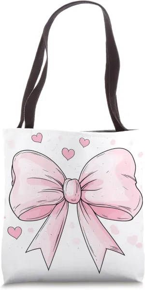 Aesthetic Pink Bow || Heart Love Romantic Heart || girly Tote Bag