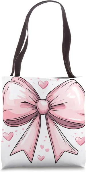 Aesthetic Pink Bow || Heart Love Romantic Heart || girly Tote Bag
