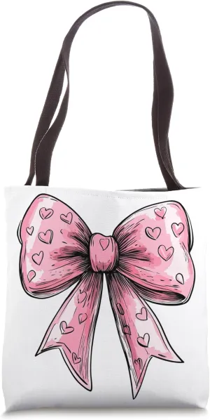 Aesthetic Pink Bow || Heart Love Romantic Heart || girly Tote Bag