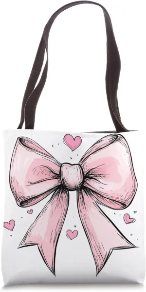 Aesthetic Pink Bow || Heart Love Romantic Heart || girly Tote Bag