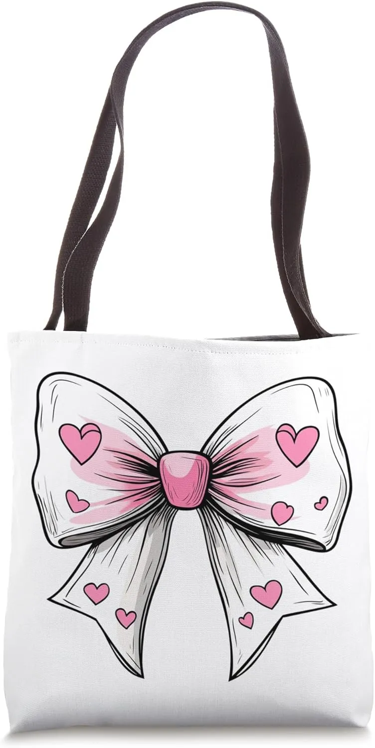 Aesthetic Pink Bow || Heart Love Romantic Heart || girly Tote Bag