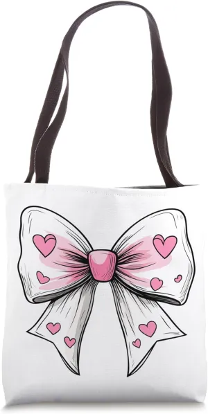 Aesthetic Pink Bow || Heart Love Romantic Heart || girly Tote Bag