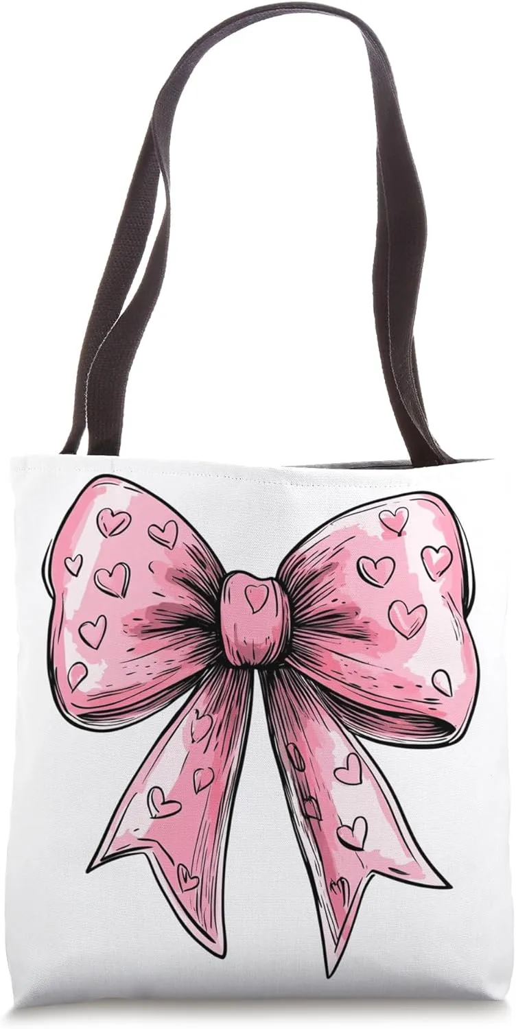 Aesthetic Pink Bow || Heart Love Romantic Heart || girly Tote Bag