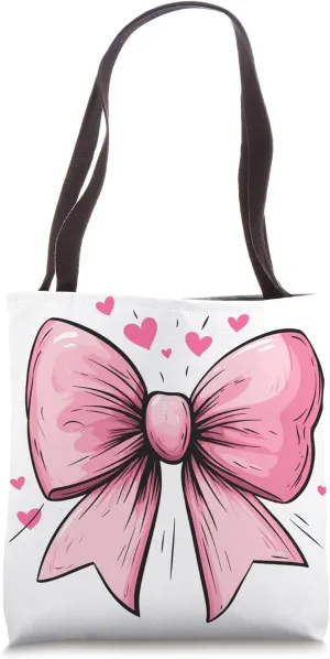 Aesthetic Pink Bow || Heart Love Romantic Heart || girly Tote Bag