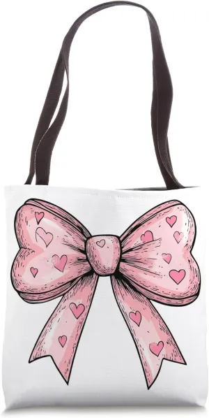 Aesthetic Pink Bow || Heart Love Romantic Heart || girly Tote Bag