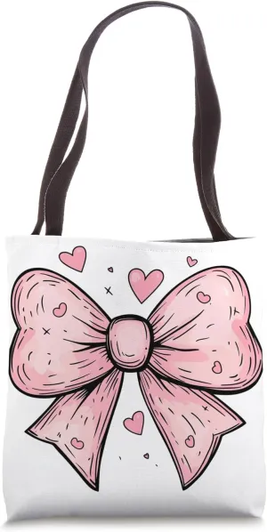Aesthetic Pink Bow || Heart Love Romantic Heart || girly Tote Bag