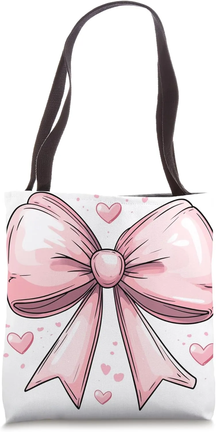 Aesthetic Pink Bow || Heart Love Romantic Heart || girly Tote Bag