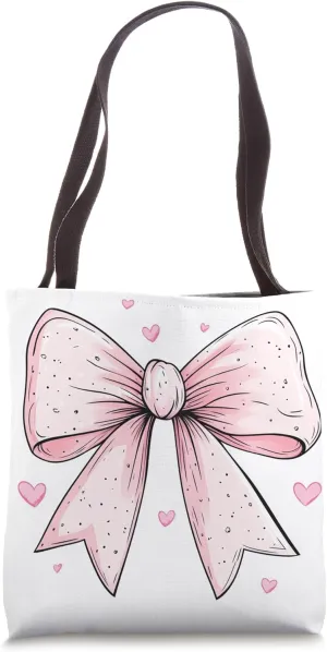 Aesthetic Pink Bow || Heart Love Romantic Heart || girly Tote Bag