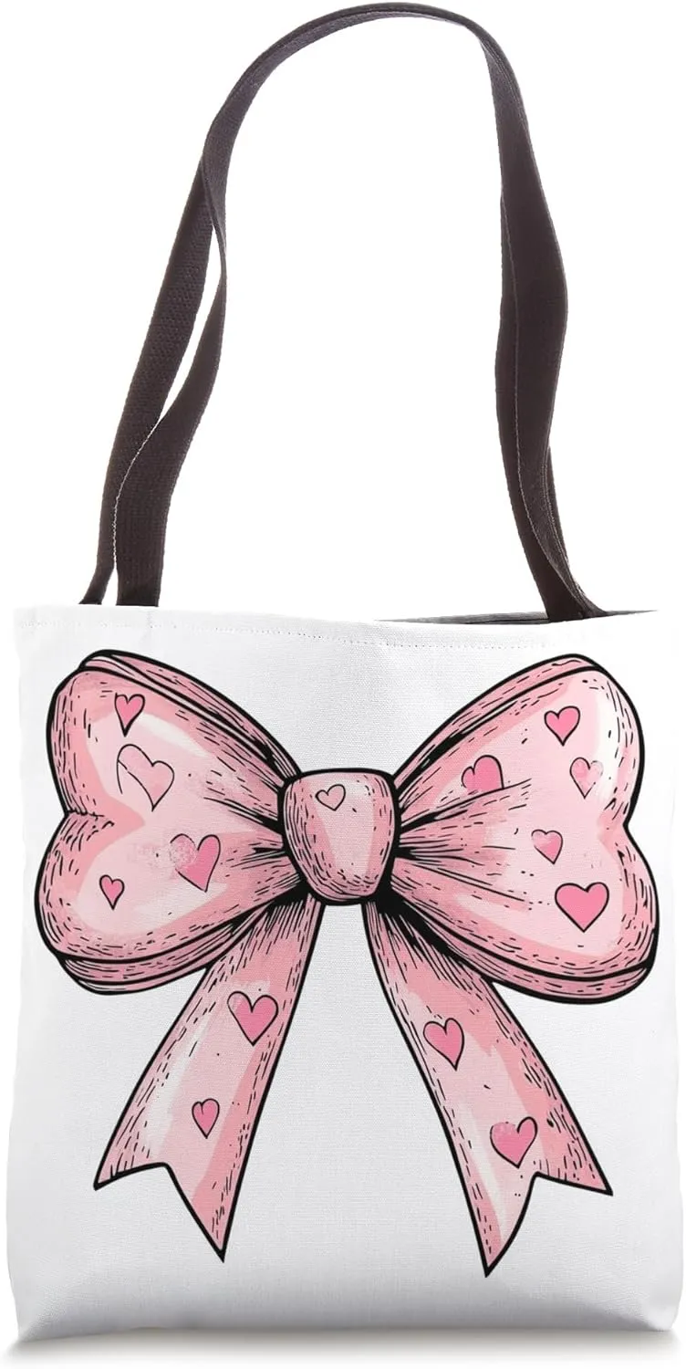 Aesthetic Pink Bow || Heart Love Romantic Heart || girly Tote Bag