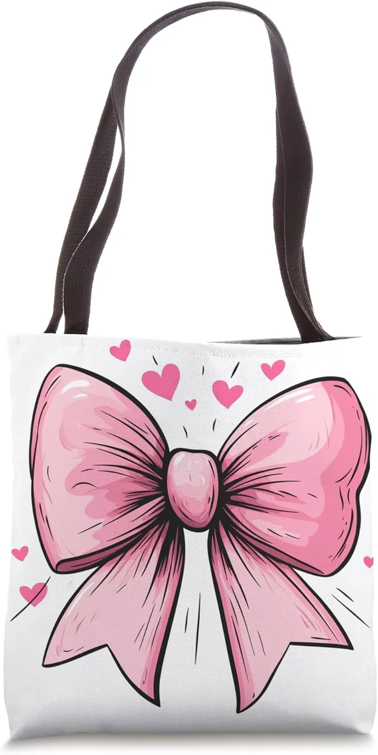Aesthetic Pink Bow || Heart Love Romantic Heart || girly Tote Bag