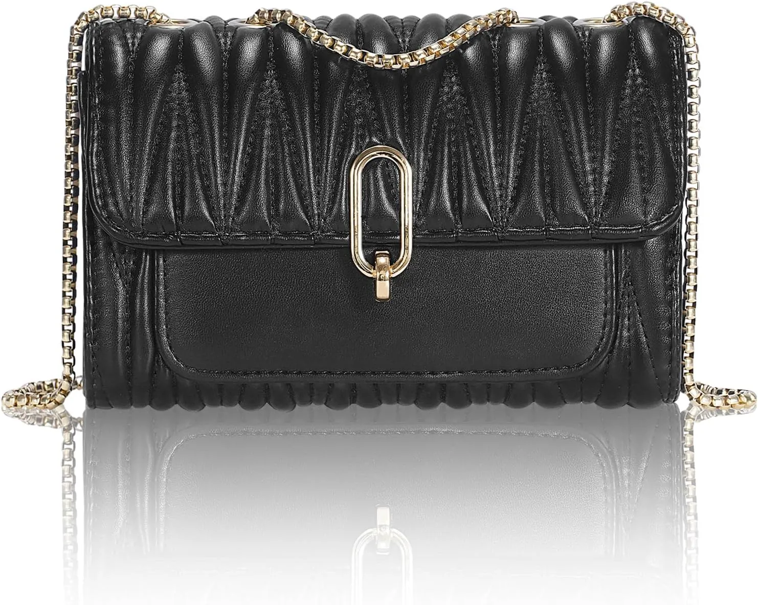 Aiqudou Quilted Crossbody Bag for Women - Leather Shoulder Bag Fashion Chain Small Purse