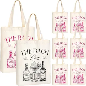 Aliceset 8 Pieces Bridesmaid Tote Bags Reusable Canvas for Bachelorette Bridesmaid Gift Bags Bridal Shower Tote(Rose Red, Black,the Bach)