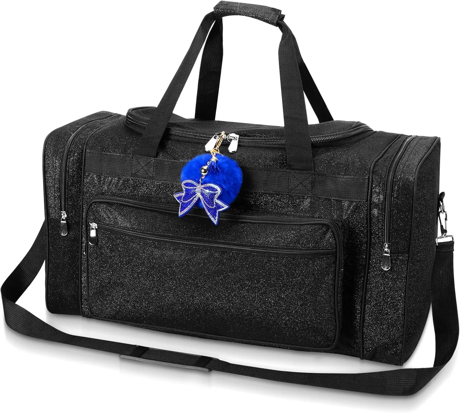 Aliceset Glitter Cheer Bag with Bow Keychain Cheerleading Duffel Ballet Dance Bag Gym Bag Cheerleaders Gift for Sport