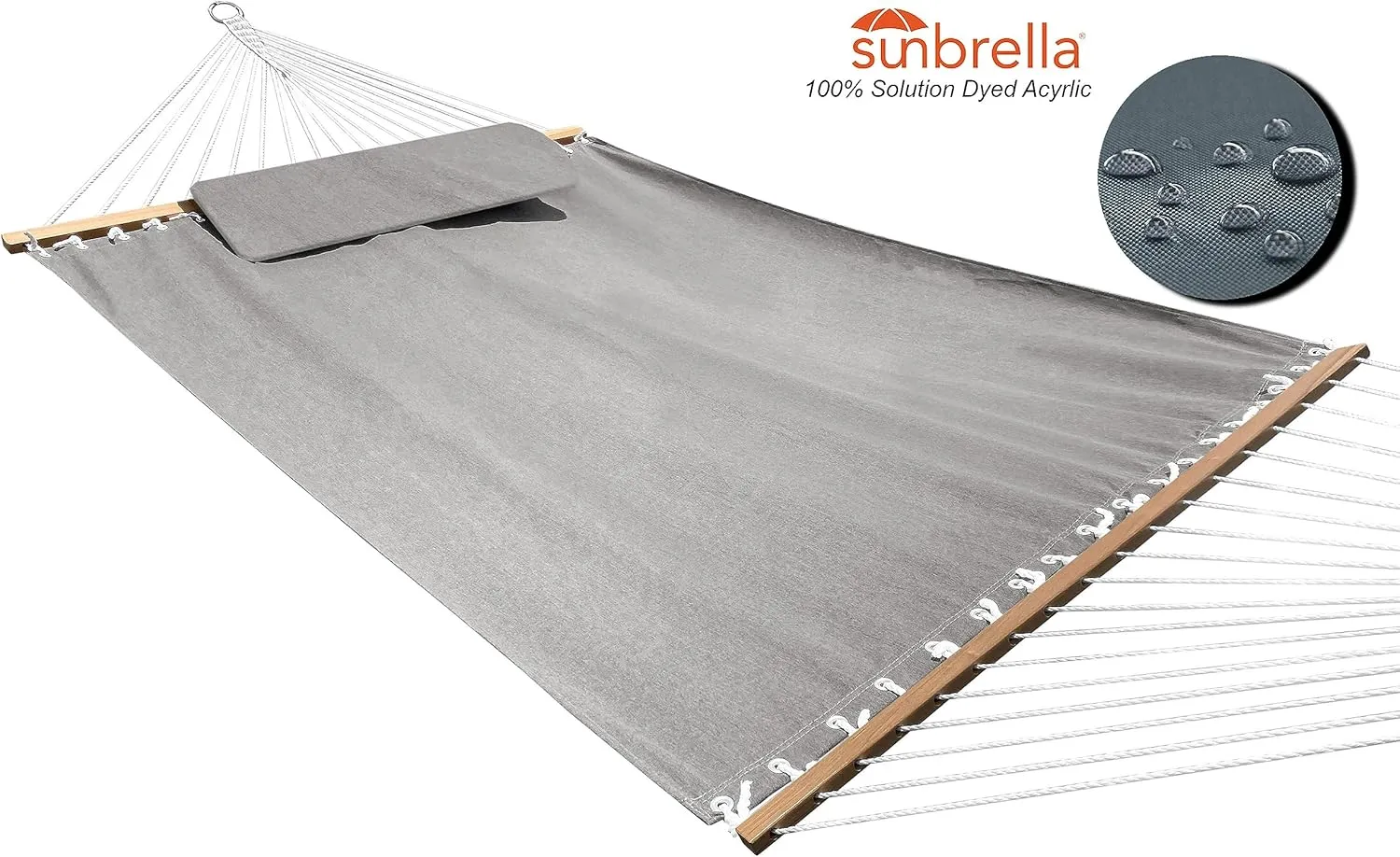 All-Weather Classic Outdoor Hammock with Pillow Deluxe Size Sunbrella® Fabric (Canvas Granite (#5402-0000))