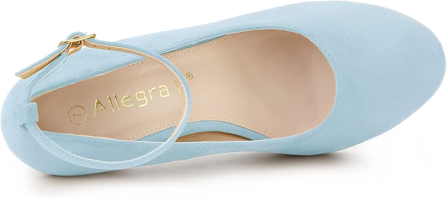 Allegra K Women's Round Toe Stiletto Heel Ankle Strap Pumps