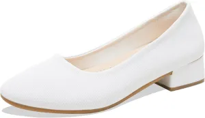 ALTOCIS Women’s Low Block Chunky Heels Pumps Ladies Elegant Closed Round Toe Pumps Shoes Low Platform Office Pumps Shoes