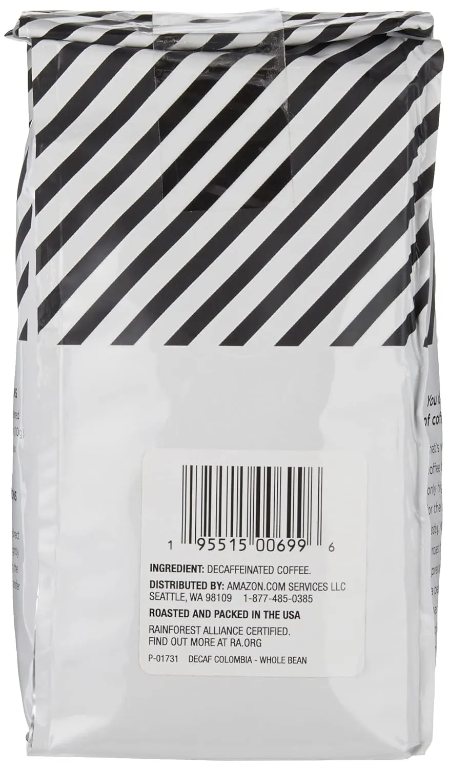 Amazon Fresh Decaf Colombia Whole Bean Coffee, Medium Roast, 12 Ounce (Pack of 3)