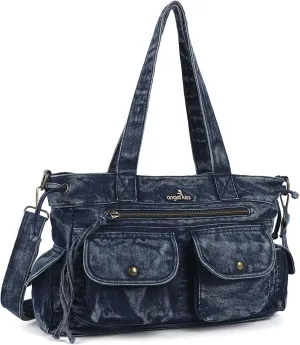 Angel Kiss Handbags for Women Soft Vegan Leather Purses Multiple Pockets Shoulder Bags Ladies Roomy Zippers Tote Bag