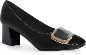 ANN CREEK Women's Pumps 'Angela' Shoes for Women Dressy Low Heel Rush Hour Office Shoes Two Tone Womens Pumps Square Toe 2.4 Inch Chunky Heel Slip On
