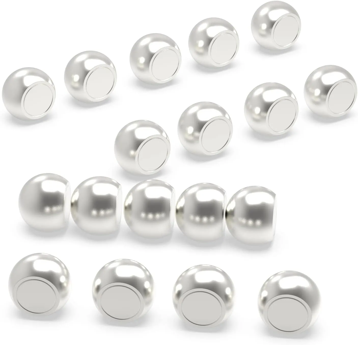 Ant Mag Push Pin Magnets - 18 Pack Metal Magnetic Push Pins Round Semi Spherical Pin Magnets Mini Silver Perfect for Whiteboard Magnets Office Magnets Map Magnets Refridgerator Magnets