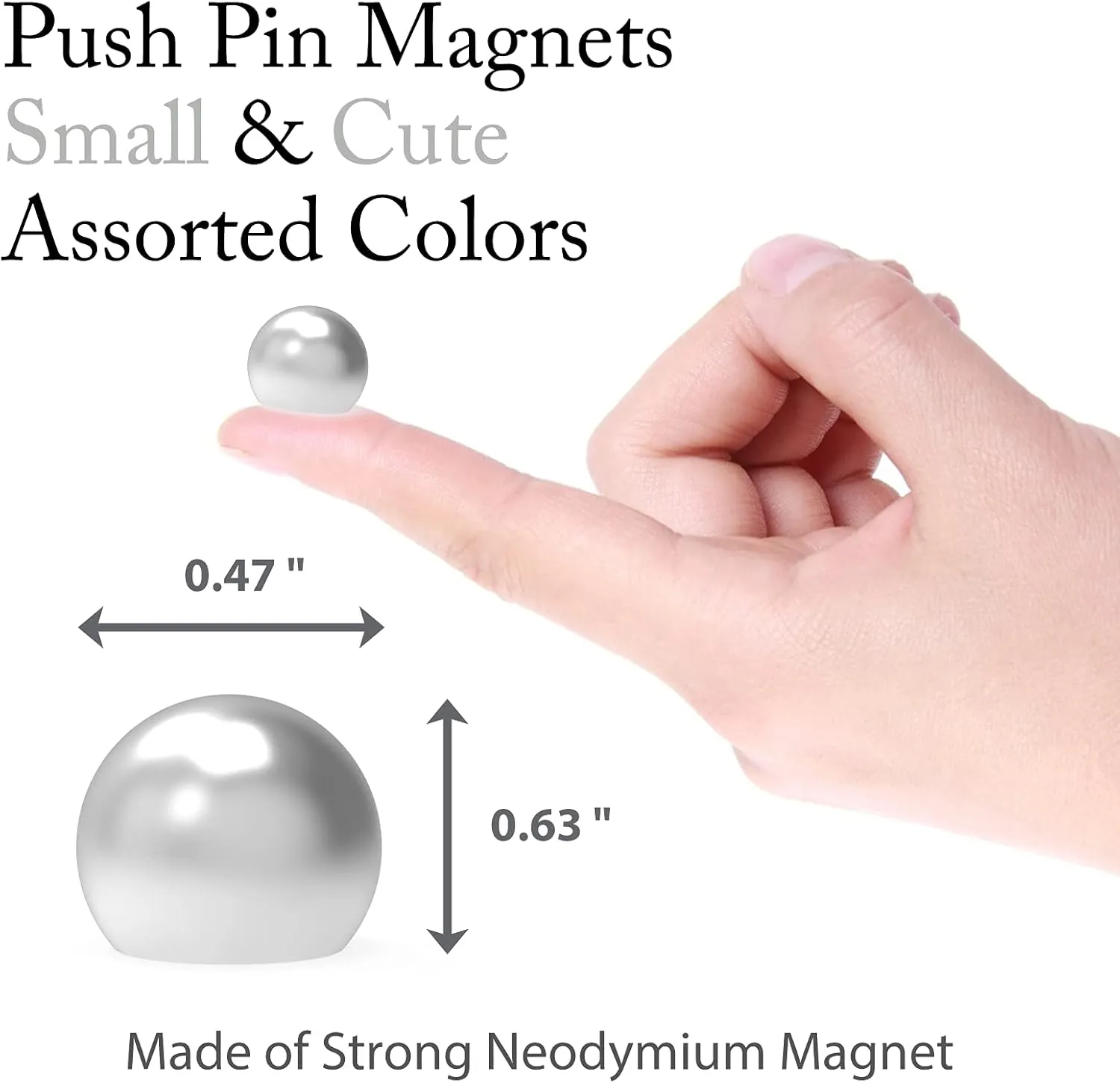 Ant Mag Push Pin Magnets - 18 Pack Metal Magnetic Push Pins Round Semi Spherical Pin Magnets Mini Silver Perfect for Whiteboard Magnets Office Magnets Map Magnets Refridgerator Magnets