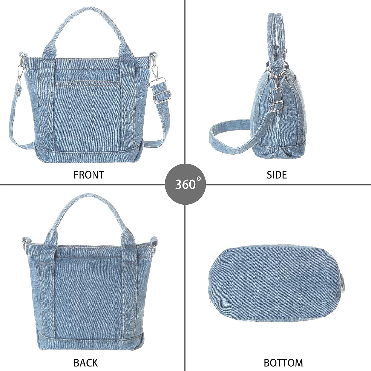 AOCINA Denim Purse Jean Tote Bag for Women Crossbody Shoulder Weekend Bags Denim Purses and Handbags for Women