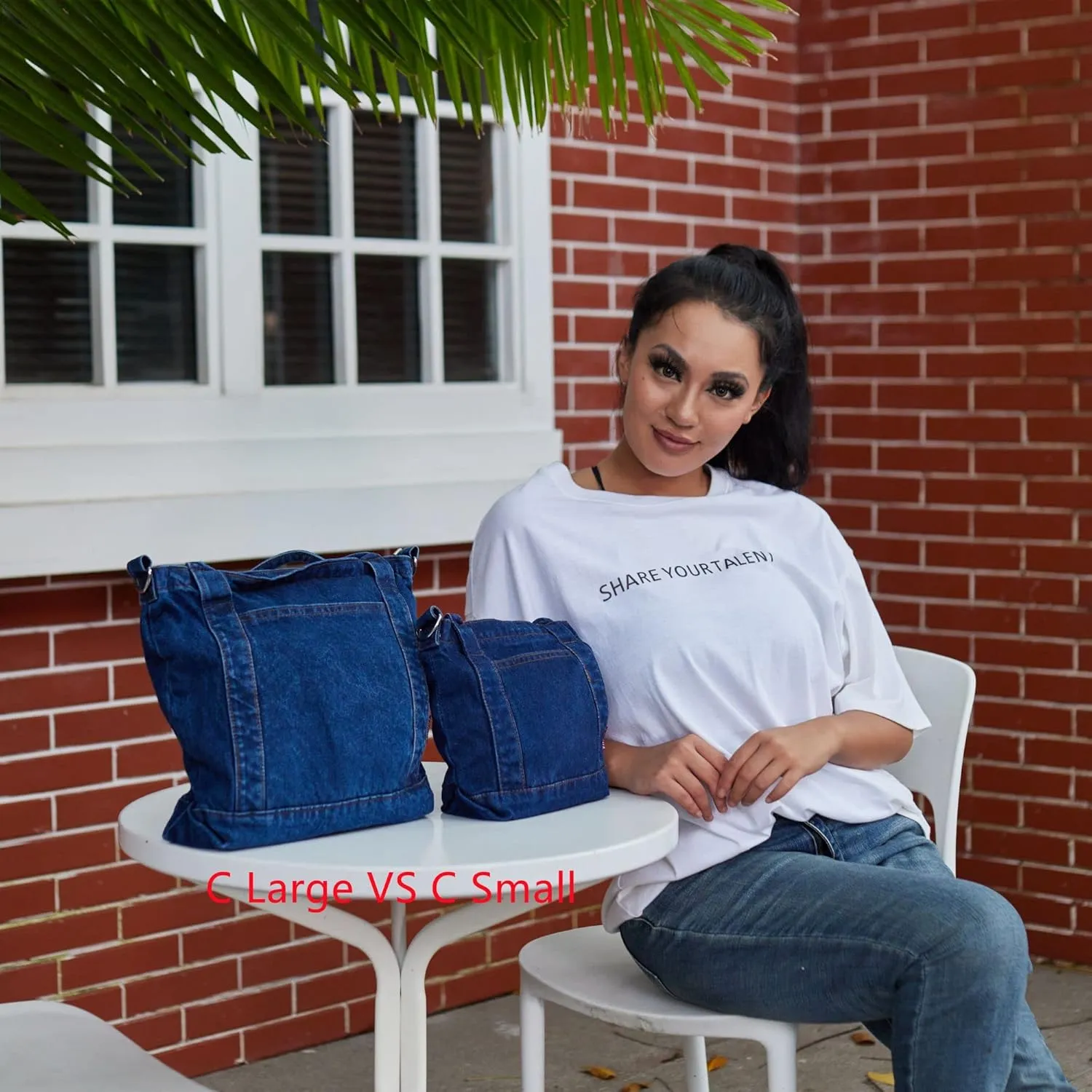 AOCINA Denim Purse Jean Tote Bag for Women Crossbody Shoulder Weekend Bags Denim Purses and Handbags for Women