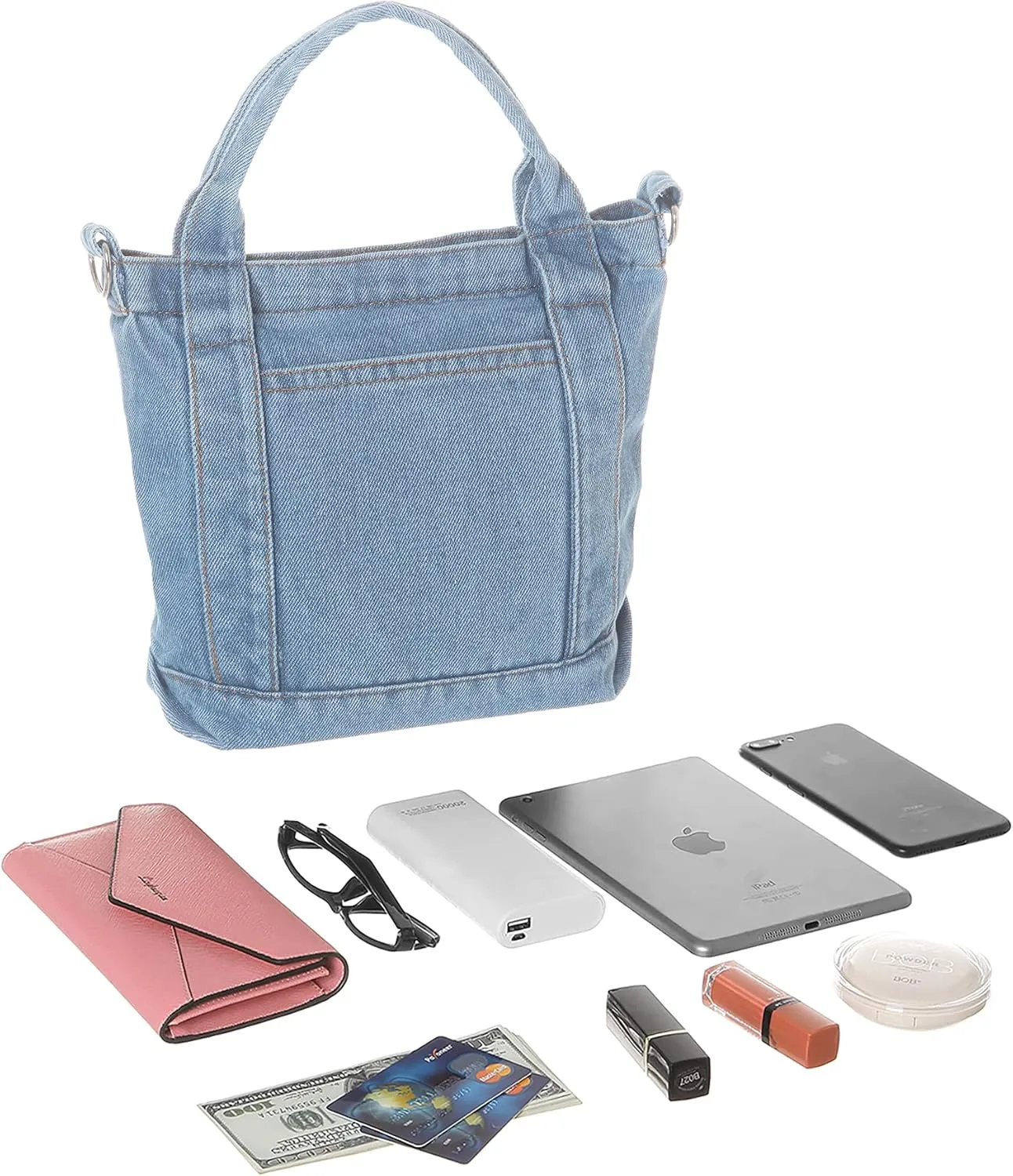 AOCINA Denim Purse Jean Tote Bag for Women Crossbody Shoulder Weekend Bags Denim Purses and Handbags for Women