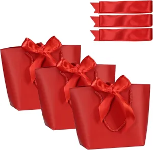 Aosric Small Red Gift Bags with Handles, 12PCS Portable Paper Gift Wraps with Ribbon, Durable and Sturdy, Present Bags for Party, Birthday, Christmas, Easter, Wedding, Mother's Day, Valentine's Day