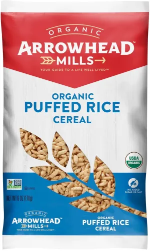 Arrowhead Mills Organic Puffed Rice Cereal, 6 oz Bag (Pack of 6)