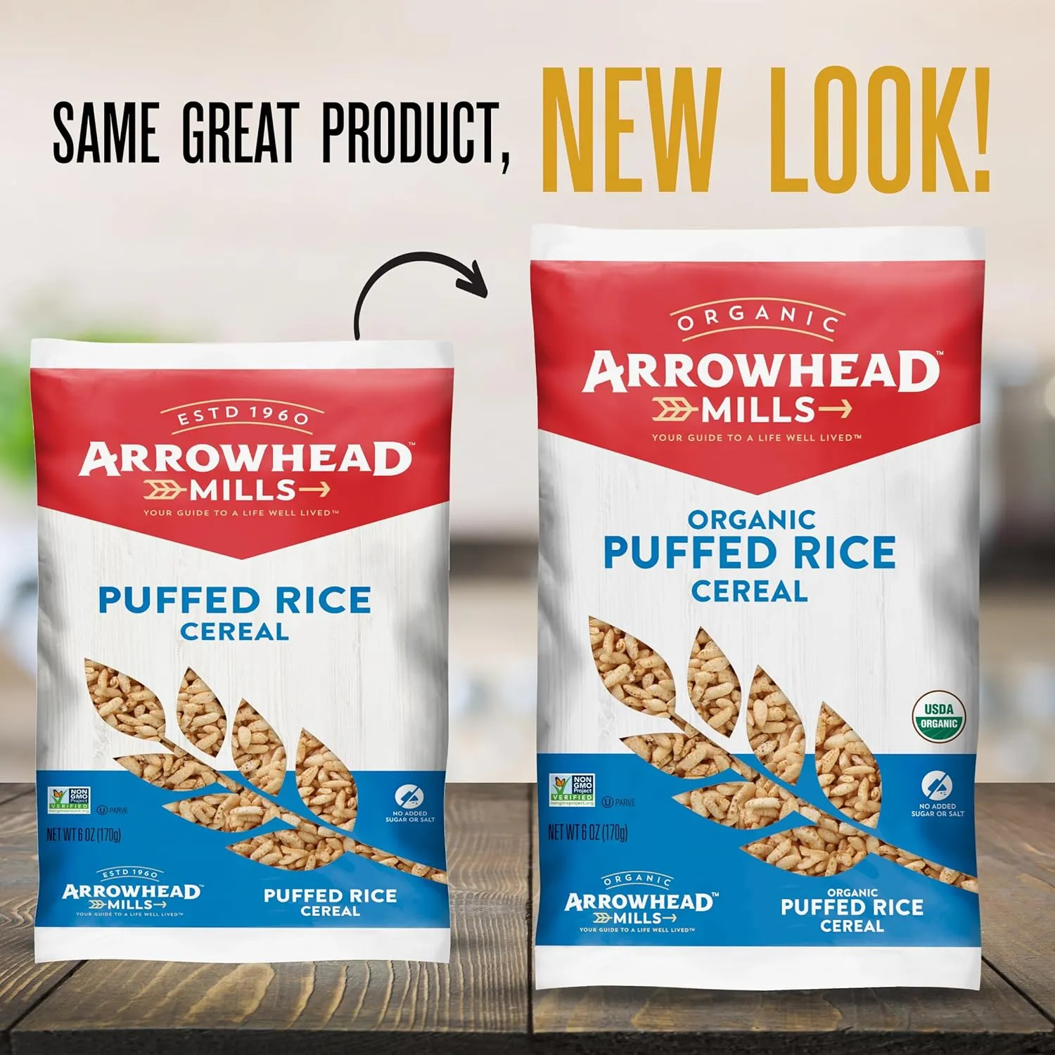Arrowhead Mills Organic Puffed Rice Cereal, 6 oz Bag (Pack of 6)