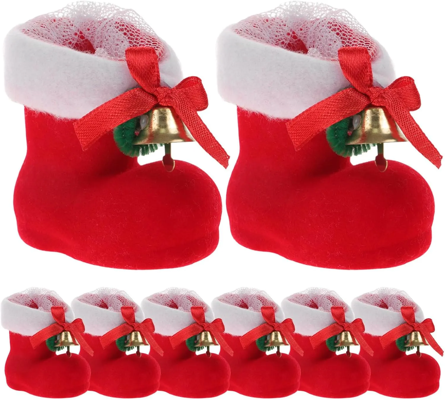 Artibetter 8pcs Christmas Santa Candy Boots Bag Xmas Candy Bag Xmas Tree Ornaments Hanging Decor Christmas Stocking