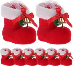 Artibetter 8pcs Christmas Santa Candy Boots Bag Xmas Candy Bag Xmas Tree Ornaments Hanging Decor Christmas Stocking