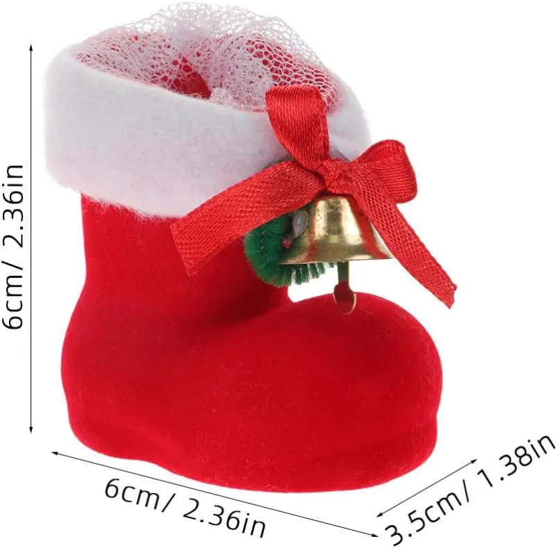 Artibetter 8pcs Christmas Santa Candy Boots Bag Xmas Candy Bag Xmas Tree Ornaments Hanging Decor Christmas Stocking