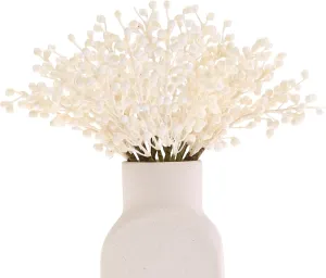 Artificial White Berry, 8 Pack Holly Christmas Berries Stems for Christmas Tree, New Year's Decorations, Holiday Crafts (White)