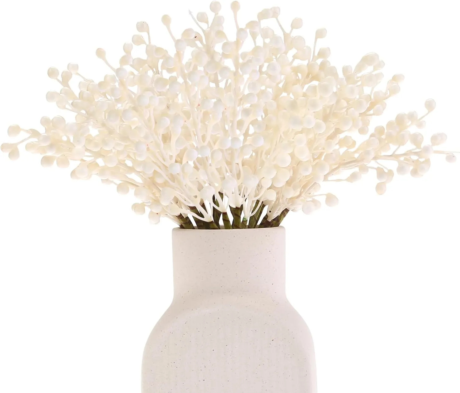 Artificial White Berry, 8 Pack Holly Christmas Berries Stems for Christmas Tree, New Year's Decorations, Holiday Crafts (White)