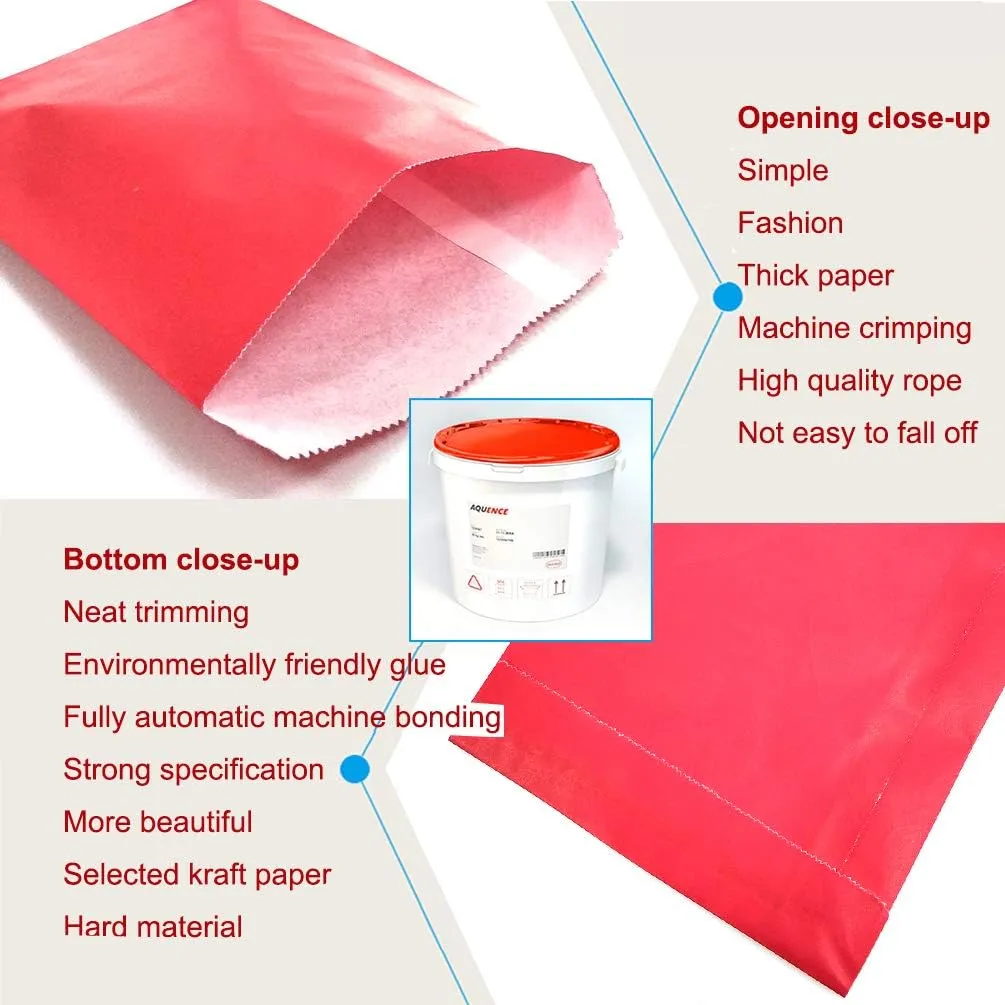 AZOWA 100 CT Small Paper Treat Sacks Red 5 x 7 Inches Candy Buffet Bags for Party