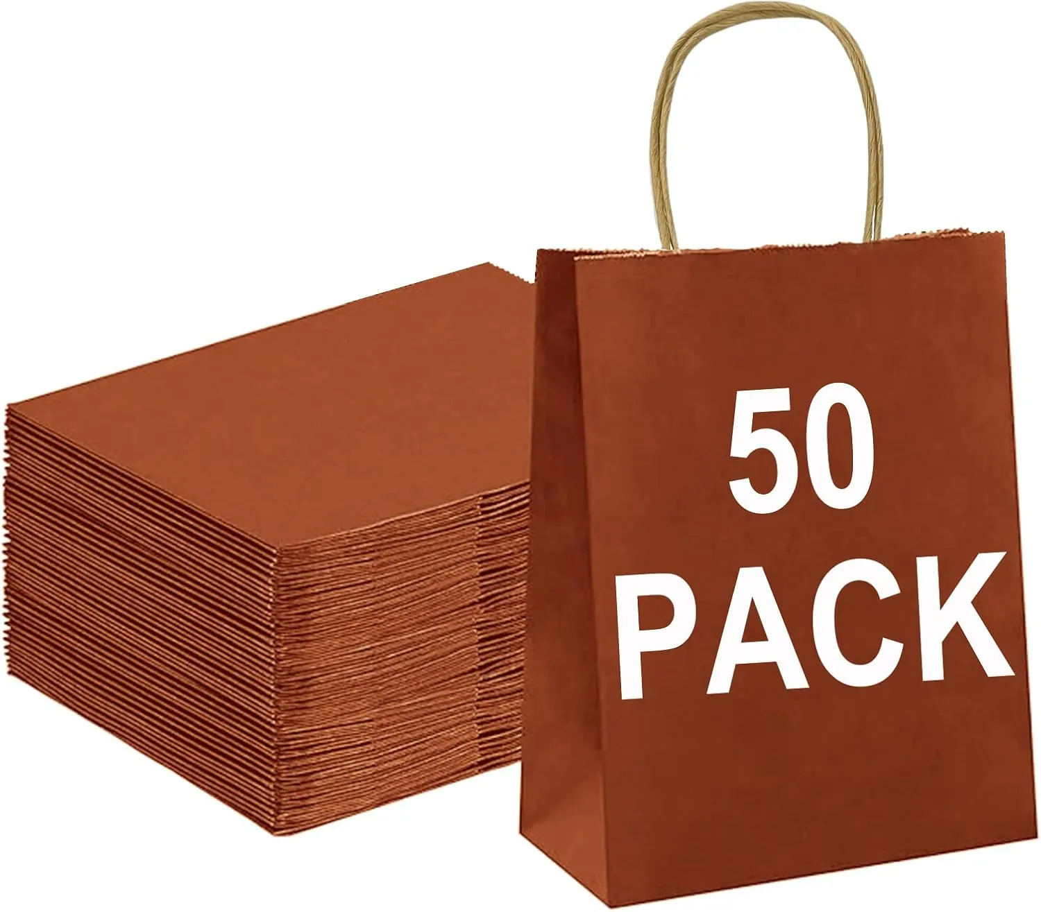 BAG BOX Paper Bags (Orange/8.3 * 4.3 * 10.6 Inch, 1 Count (Pack of 50))
