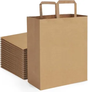BagDream 12x7x17 50Pcs Large Paper Grocery Bags with Handles Kraft Brown Grocery Gift Bags, for Shopping Retail Merchandise, Flat Handles Recycled Takeout/To Go Paper Barrel Sacks