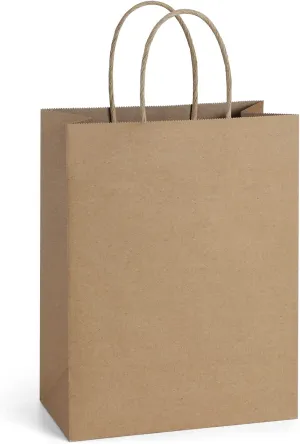 BagDream 50Pcs Gift Bags 8x4.25x10.5 Kraft Paper Gift Bags with Handles Bulk, for Shopping, Retail, Merchandise, Party Favor, Wedding, Birthday Brown Paper Sacks