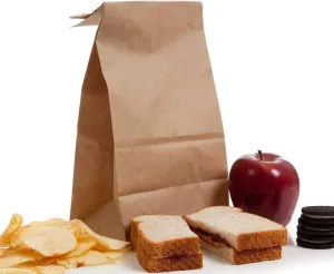 BagDream Brown Paper Lunch Bags 12LB 7x4.5x13.75 Inches 100Pcs Recyclable Kraft Paper Bags Bulk, Disposable, Large for Snack, Lunch, Sandwich, Burger, Baked Food, Craft, Packing