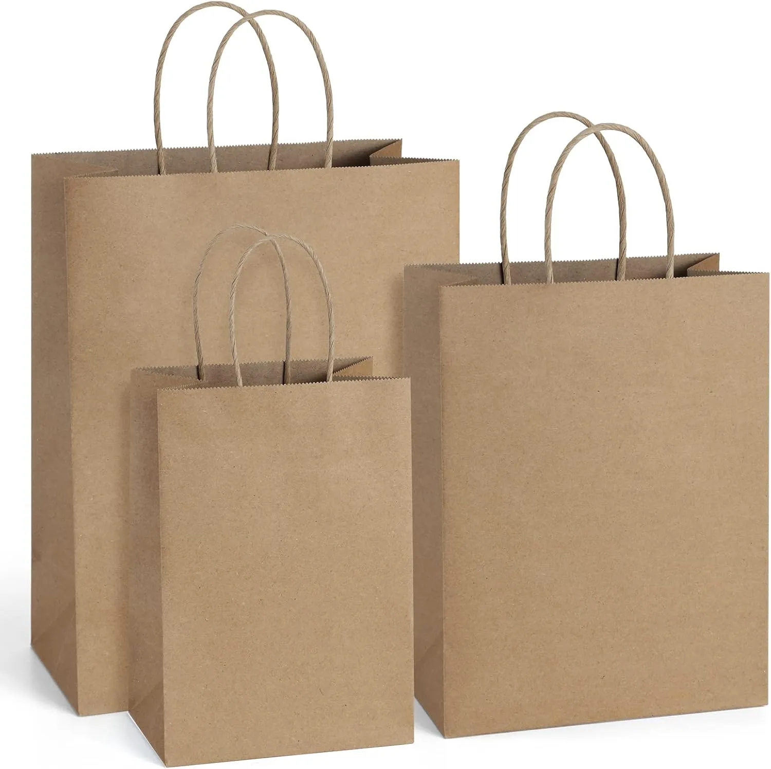 BagDream Kraft Paper Bags 5x3x8, 8x4.25x10.5, 10x5x13 - 25 Pcs Each, Gift Bags with Handles, Recyclable, Undecorated, Multi-Use