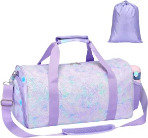 Bagseri Dance Bag for Girls - Ballet Duffle With Shoes Compartment for Kids Above 6yr, Overnight Travel Sleepover Bag With Dry Wet Separation Pockets